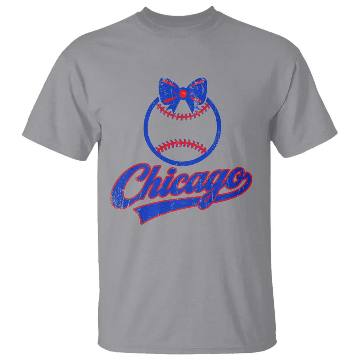 Chicago Coquette Bow T Shirt Cute Girls Kids Women Baseball Fans TS10 Sport Gray Print Your Wear