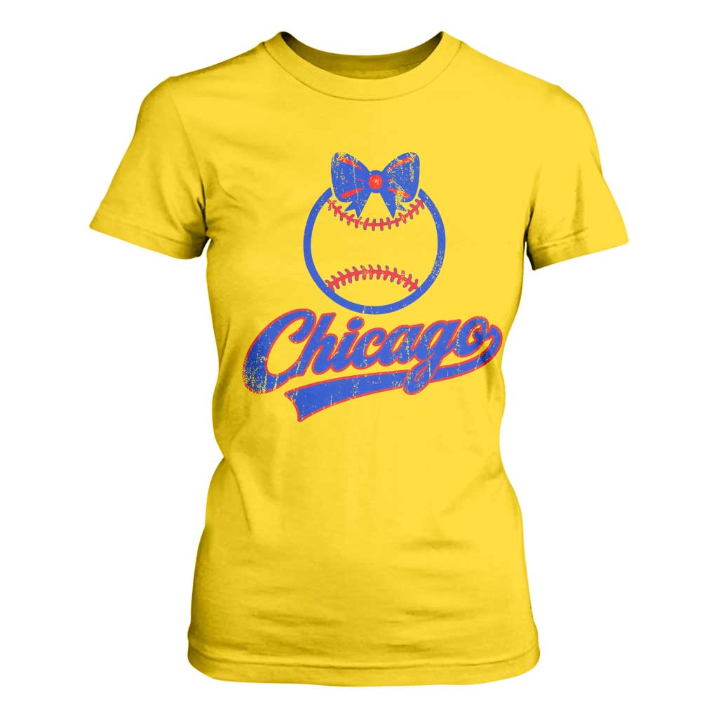 Chicago Coquette Bow T Shirt For Women Cute Girls Kids Women Baseball Fans TS10 Daisy Print Your Wear