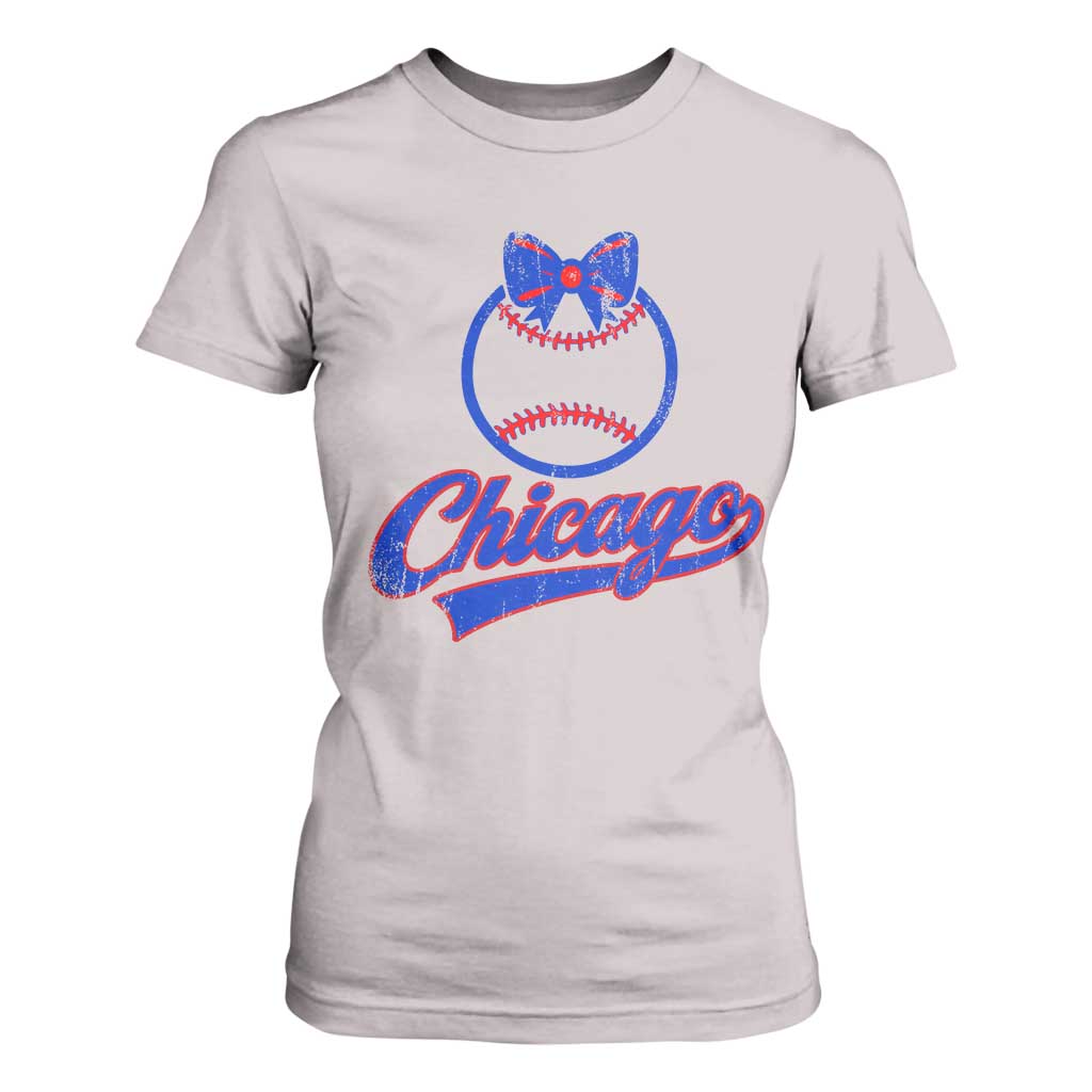 Chicago Coquette Bow T Shirt For Women Cute Girls Kids Women Baseball Fans TS10 Ice Gray Print Your Wear