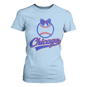 Chicago Coquette Bow T Shirt For Women Cute Girls Kids Women Baseball Fans TS10 Light Blue Print Your Wear