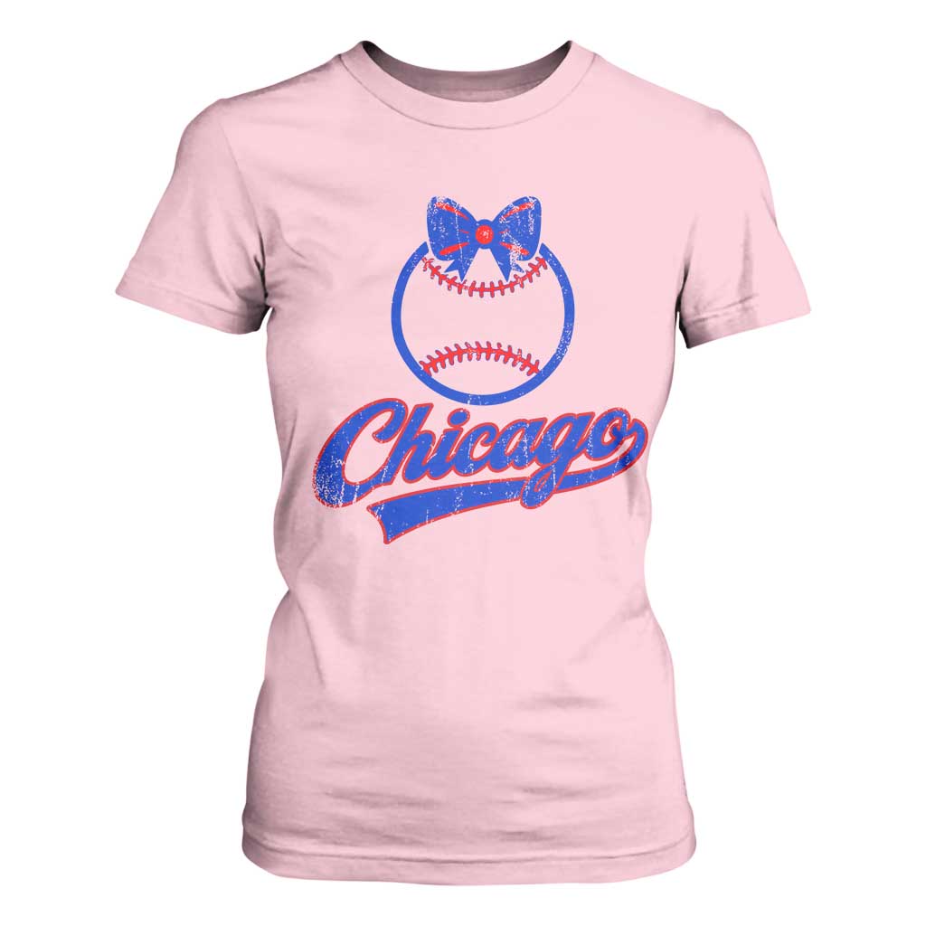 Chicago Coquette Bow T Shirt For Women Cute Girls Kids Women Baseball Fans TS10 Light Pink Print Your Wear