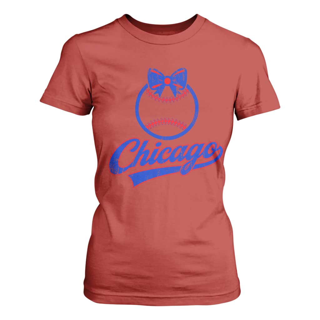 Chicago Coquette Bow T Shirt For Women Cute Girls Kids Women Baseball Fans TS10 Red Print Your Wear
