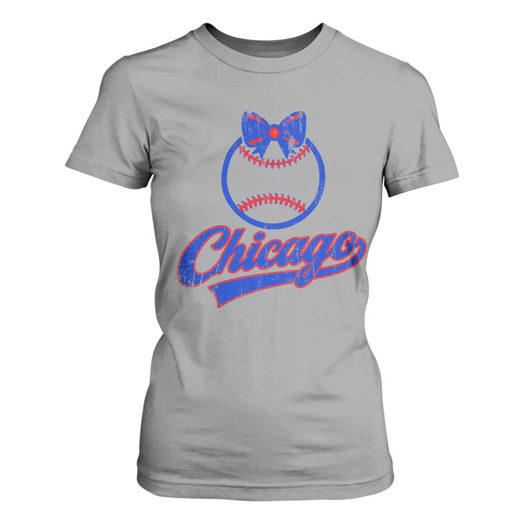Chicago Coquette Bow T Shirt For Women Cute Girls Kids Women Baseball Fans TS10 Sport Gray Print Your Wear