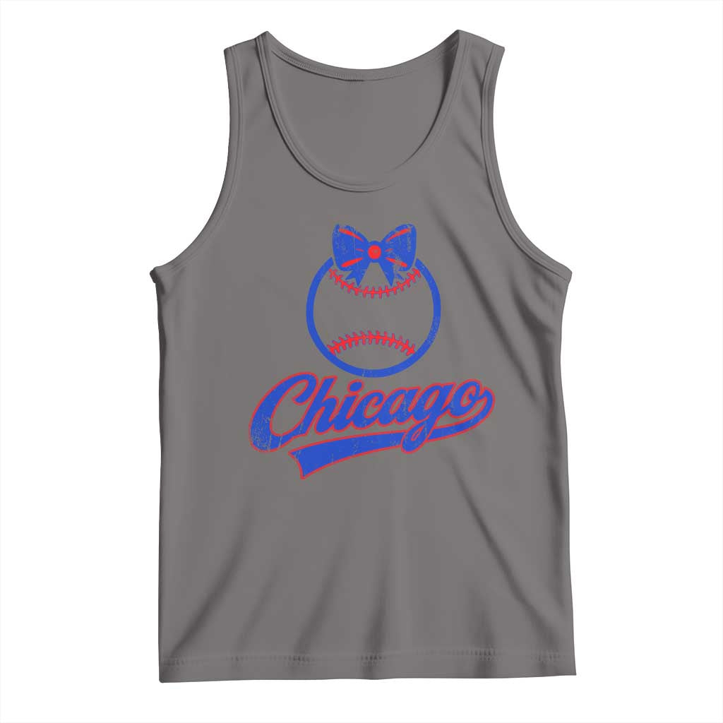 Chicago Coquette Bow Tank Top Cute Girls Kids Women Baseball Fans TS10 Deep Heather Print Your Wear