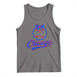 Chicago Coquette Bow Tank Top Cute Girls Kids Women Baseball Fans TS10 Deep Heather Print Your Wear