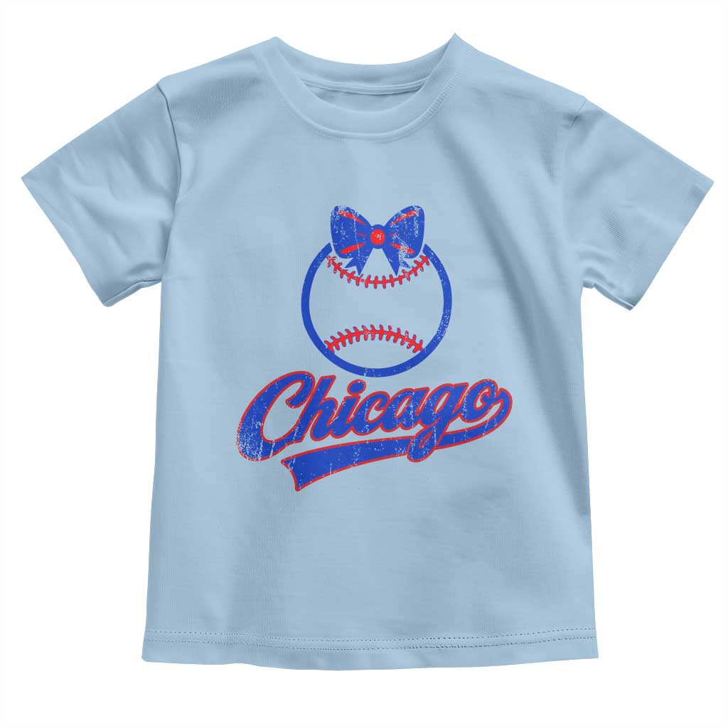 Chicago Coquette Bow Toddler T Shirt Cute Girls Kids Women Baseball Fans TS10 Light Blue Print Your Wear