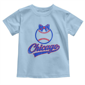 Chicago Coquette Bow Toddler T Shirt Cute Girls Kids Women Baseball Fans TS10 Light Blue Print Your Wear