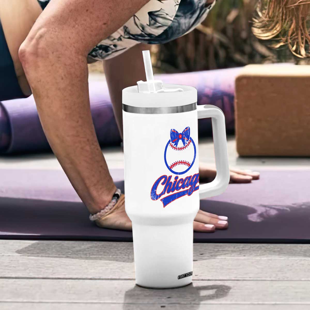 Chicago Coquette Bow Tumbler With Handle Cute Girls Kids Women Baseball Fans TS10 Print Your Wear