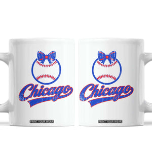 Chicago Coquette Bow Coffee Mug Cute Girls Kids Women Baseball Fans TS10 White Print Your Wear