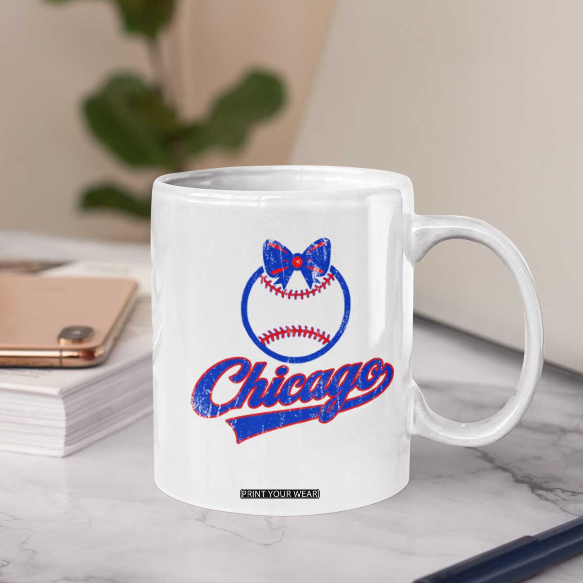 Chicago Coquette Bow Coffee Mug Cute Girls Kids Women Baseball Fans TS10 Print Your Wear