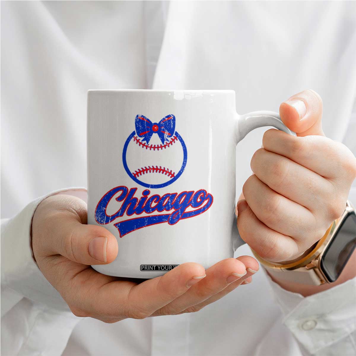 Chicago Coquette Bow Coffee Mug Cute Girls Kids Women Baseball Fans TS10 Print Your Wear