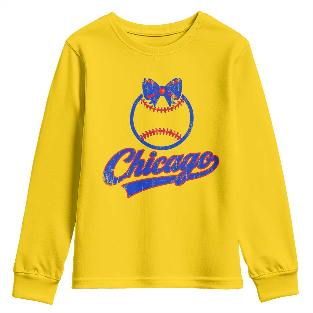 Chicago Coquette Bow Youth Sweatshirt Cute Girls Kids Women Baseball Fans TS10 Daisy Print Your Wear
