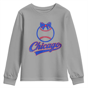 Chicago Coquette Bow Youth Sweatshirt Cute Girls Kids Women Baseball Fans TS10 Sport Gray Print Your Wear