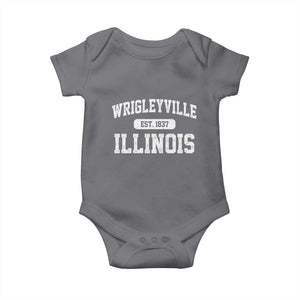 Wrigleyville Illinois Baby Onesie Vintage Chicago Classic Distressed Baseball Fan Gift TS10 Charcoal Print Your Wear