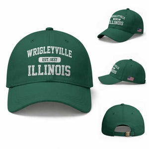 Wrigleyville Illinois Baseball Cap Vintage Chicago Classic Distressed Baseball Fan Gift TS10 Baseball Cap Universal Fit Irish Green Print Your Wear