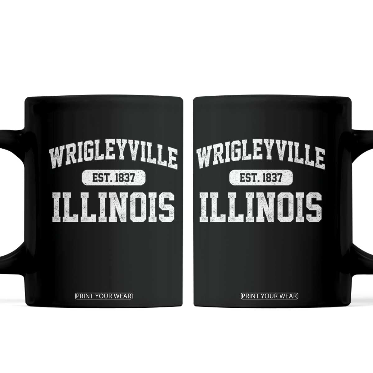 Wrigleyville Illinois Coffee Mug Vintage Chicago Classic Distressed Baseball Fan Gift TS10 Black Print Your Wear