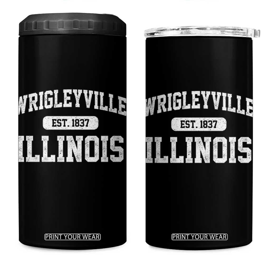 Wrigleyville Illinois 4 in 1 Can Cooler Tumbler Vintage Chicago Classic Distressed Baseball Fan Gift TS10 One Size: 16 oz Black Print Your Wear