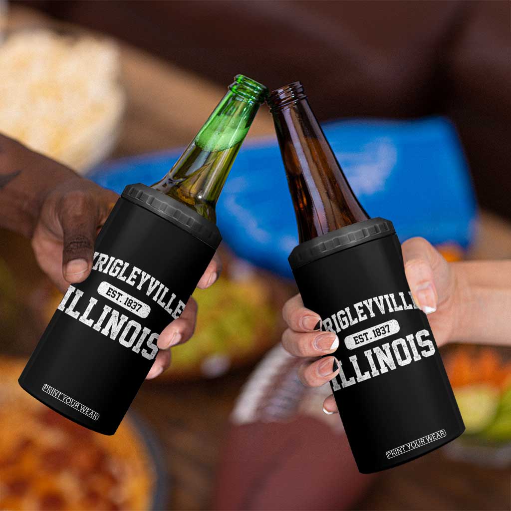 Wrigleyville Illinois 4 in 1 Can Cooler Tumbler Vintage Chicago Classic Distressed Baseball Fan Gift TS10 Print Your Wear
