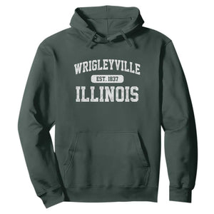 Wrigleyville Illinois Hoodie Vintage Chicago Classic Distressed Baseball Fan Gift TS10 Dark Forest Green Print Your Wear