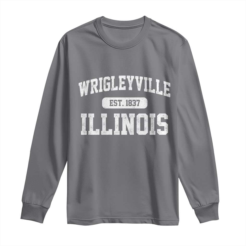 Wrigleyville Illinois Long Sleeve Shirt Vintage Chicago Classic Distressed Baseball Fan Gift TS10 Charcoal Print Your Wear