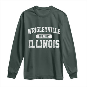 Wrigleyville Illinois Long Sleeve Shirt Vintage Chicago Classic Distressed Baseball Fan Gift TS10 Dark Forest Green Print Your Wear