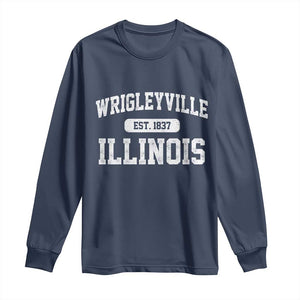 Wrigleyville Illinois Long Sleeve Shirt Vintage Chicago Classic Distressed Baseball Fan Gift TS10 Navy Print Your Wear