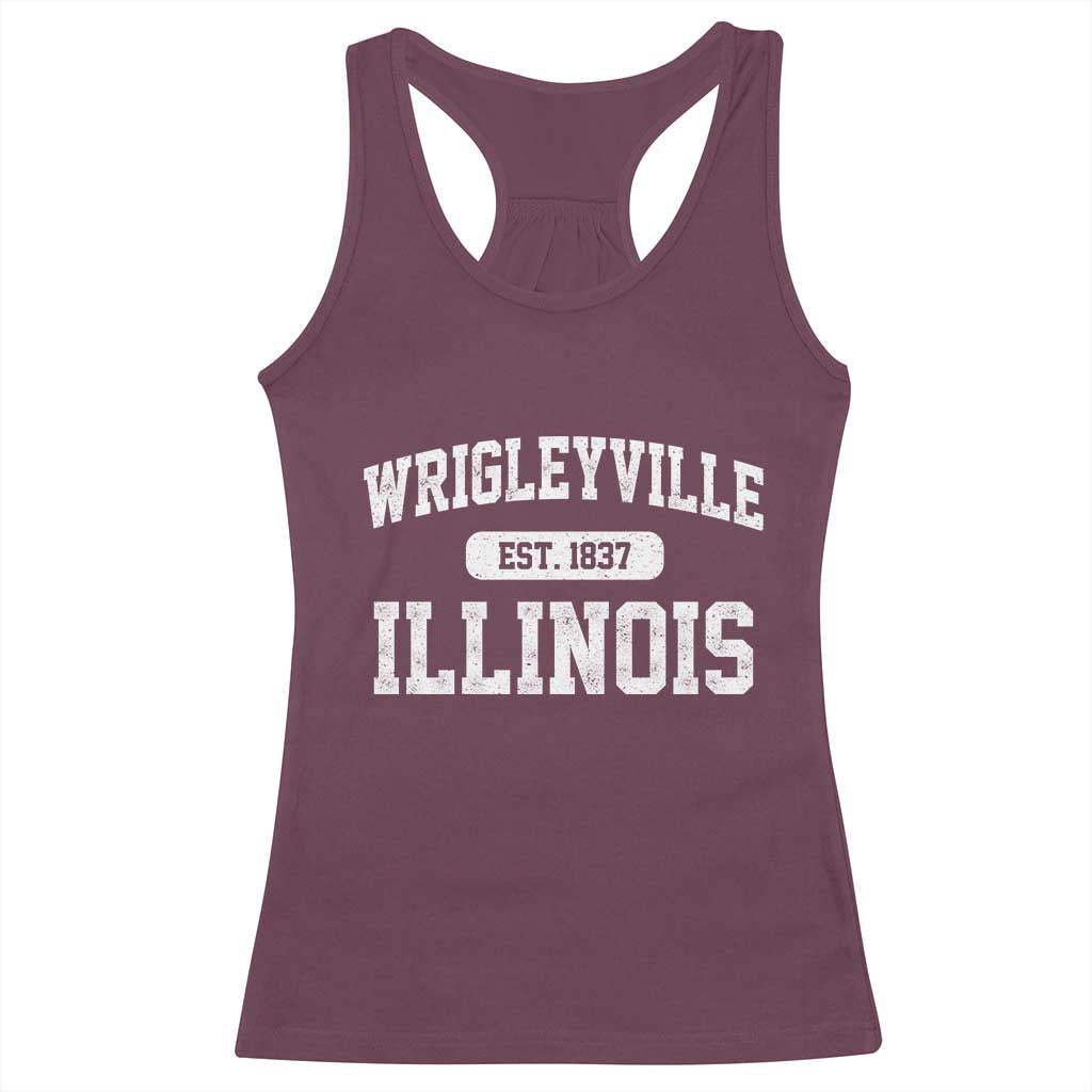 Wrigleyville Illinois Racerback Tank Top Vintage Chicago Classic Distressed Baseball Fan Gift TS10 Maroon Print Your Wear