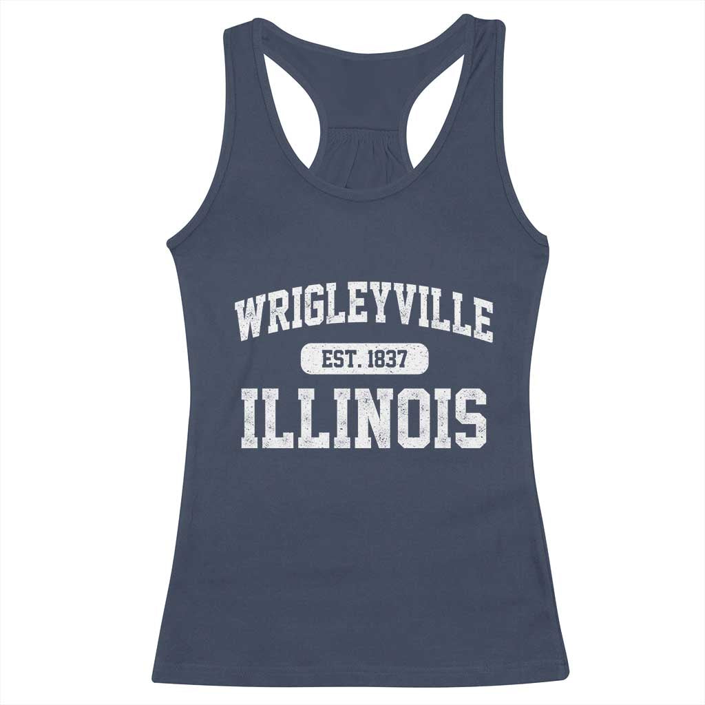 Wrigleyville Illinois Racerback Tank Top Vintage Chicago Classic Distressed Baseball Fan Gift TS10 Navy Print Your Wear