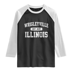 Wrigleyville Illinois Raglan Shirt Vintage Chicago Classic Distressed Baseball Fan Gift TS10 Black White Print Your Wear