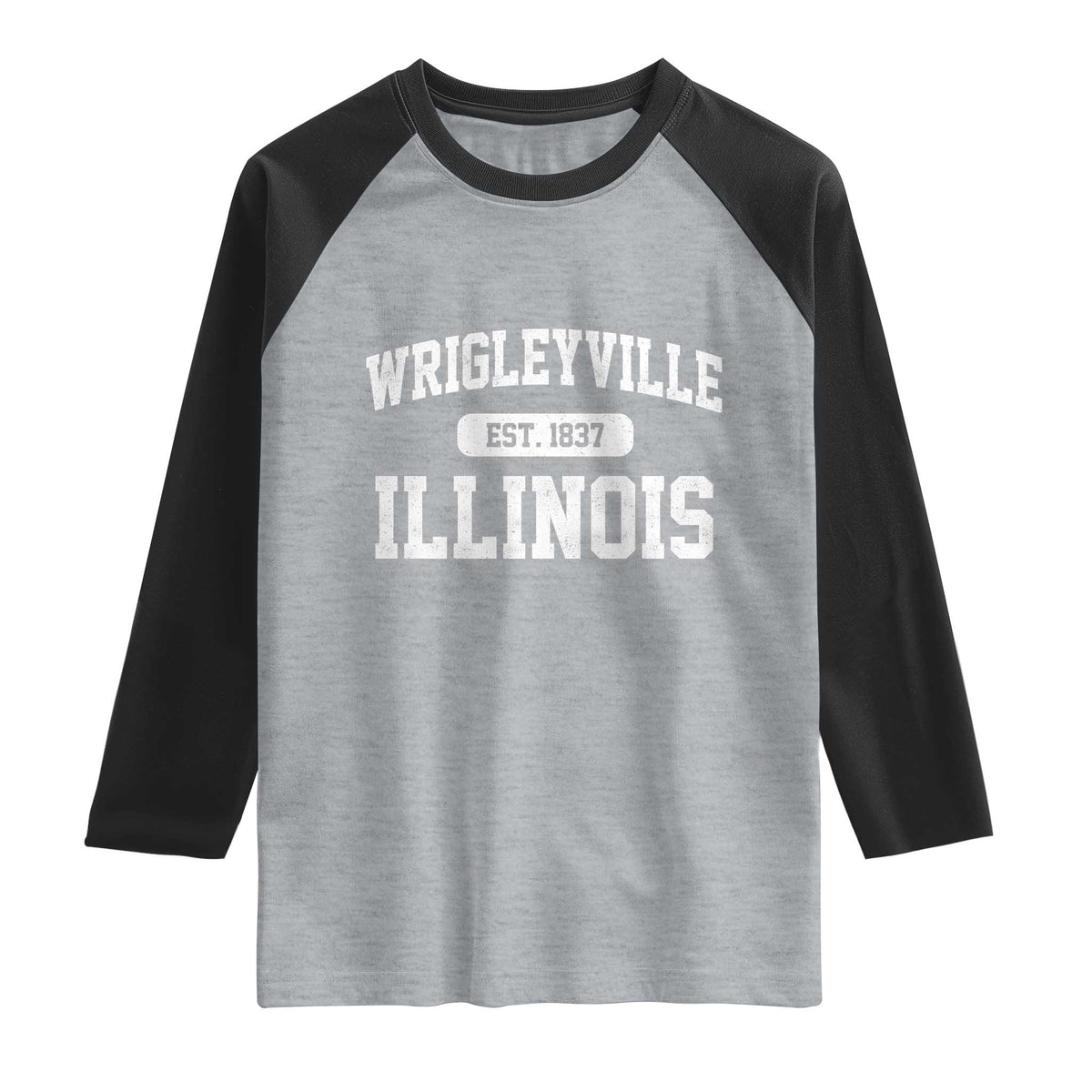 Wrigleyville Illinois Raglan Shirt Vintage Chicago Classic Distressed Baseball Fan Gift TS10 Heather Gray Black Print Your Wear