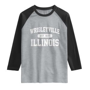 Wrigleyville Illinois Raglan Shirt Vintage Chicago Classic Distressed Baseball Fan Gift TS10 Heather Gray Black Print Your Wear