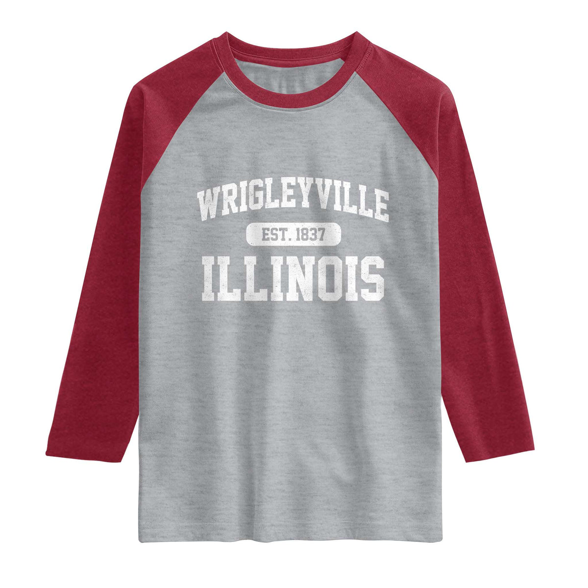 Wrigleyville Illinois Raglan Shirt Vintage Chicago Classic Distressed Baseball Fan Gift TS10 Heather Gray Heather Red Print Your Wear