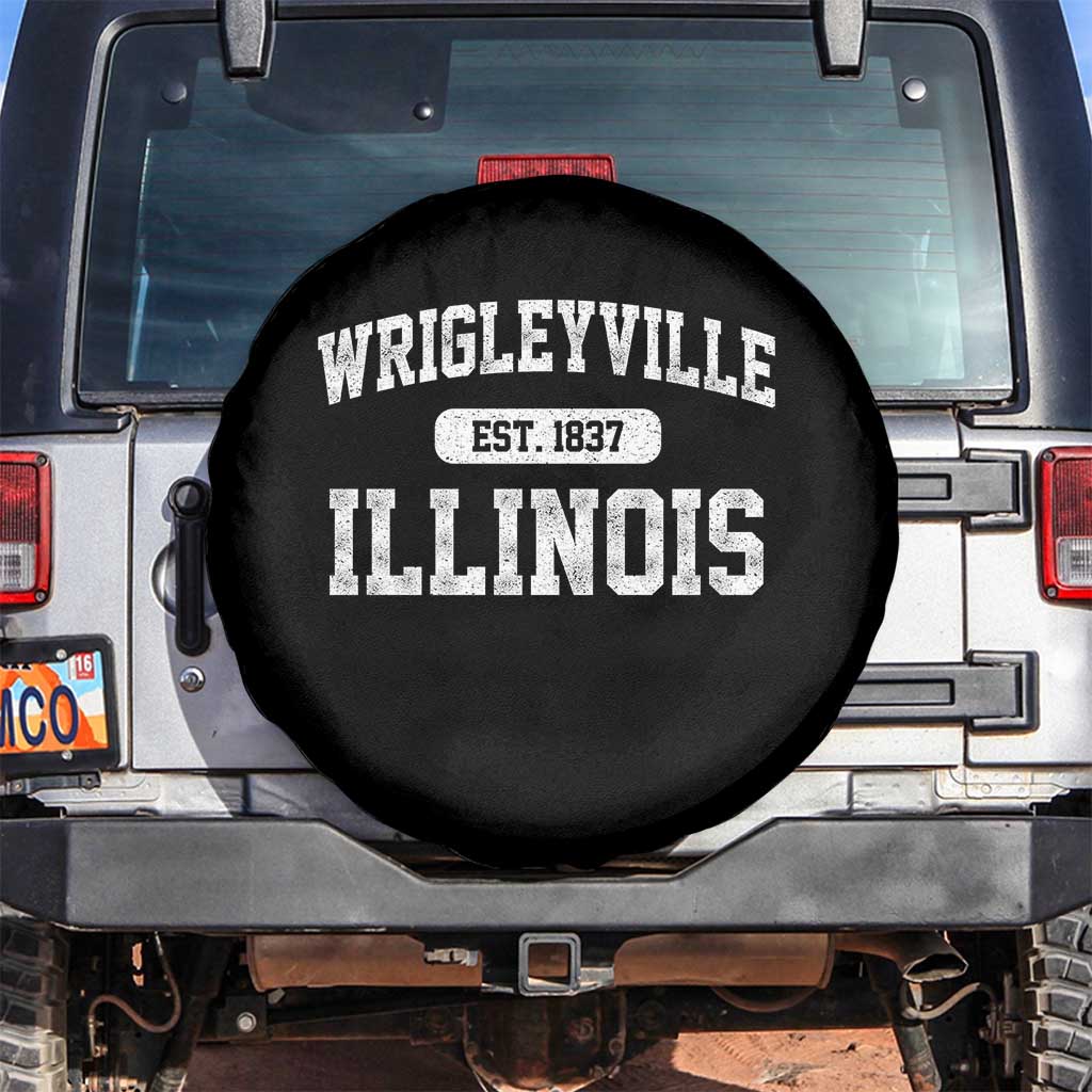 Wrigleyville Illinois Spare Tire Cover Vintage Chicago Classic Distressed Baseball Fan Gift TS10 No hole Black Print Your Wear