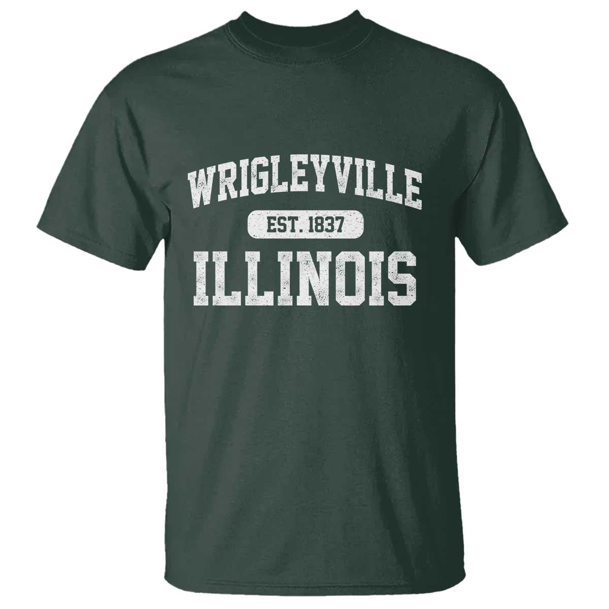 Wrigleyville Illinois T Shirt Vintage Chicago Classic Distressed Baseball Fan Gift TS10 Dark Forest Green Print Your Wear