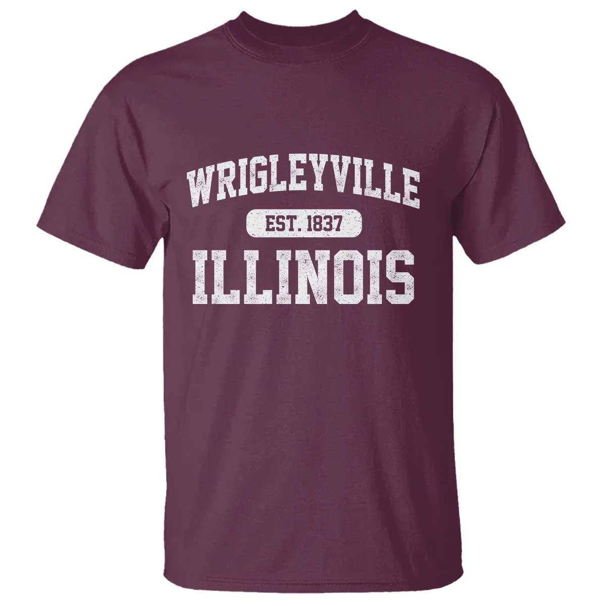 Wrigleyville Illinois T Shirt Vintage Chicago Classic Distressed Baseball Fan Gift TS10 Maroon Print Your Wear