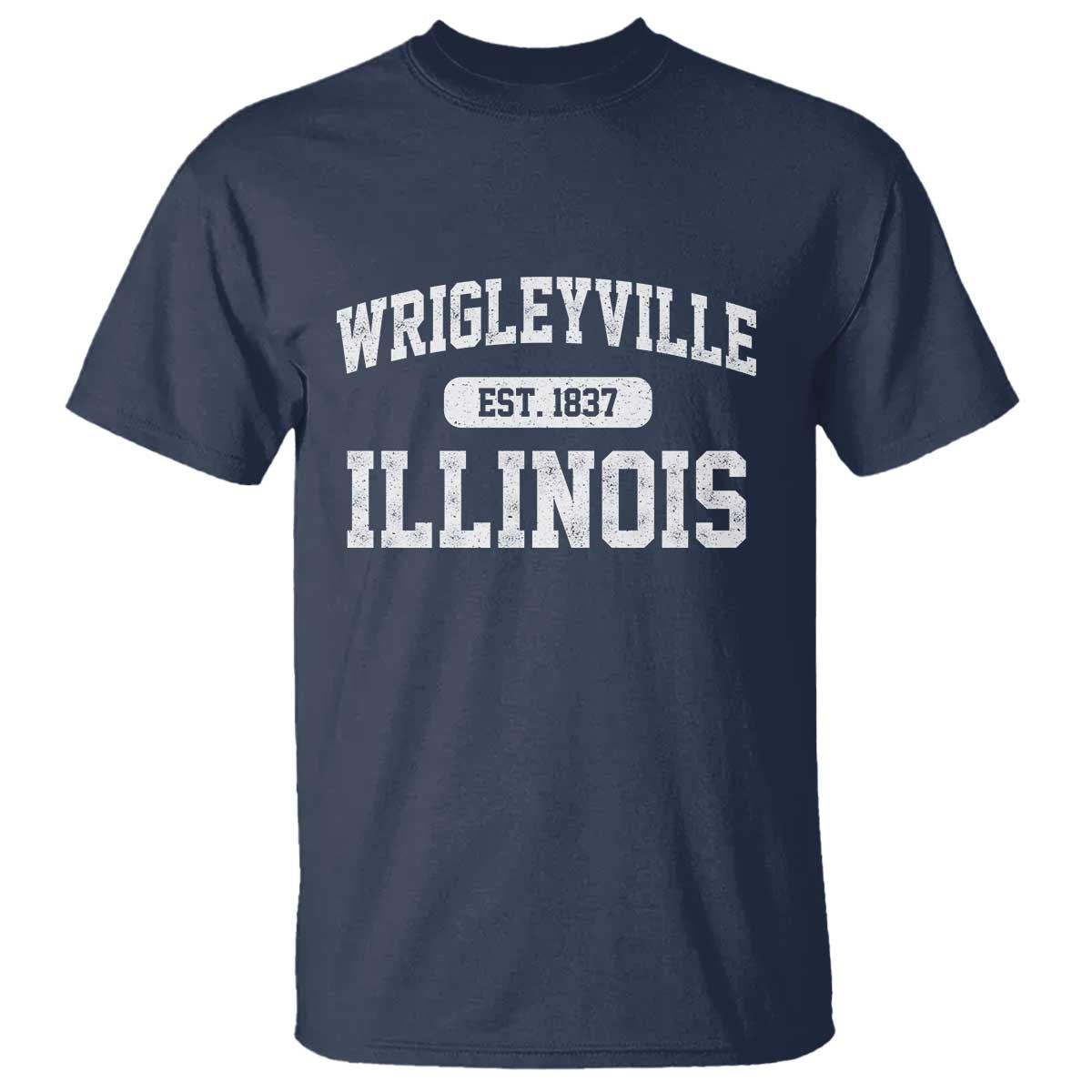 Wrigleyville Illinois T Shirt Vintage Chicago Classic Distressed Baseball Fan Gift TS10 Navy Print Your Wear