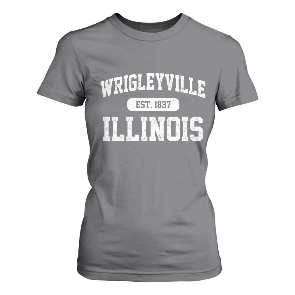 Wrigleyville Illinois T Shirt For Women Vintage Chicago Classic Distressed Baseball Fan Gift TS10 Charcoal Print Your Wear