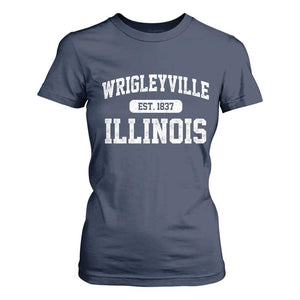 Wrigleyville Illinois T Shirt For Women Vintage Chicago Classic Distressed Baseball Fan Gift TS10 Navy Print Your Wear
