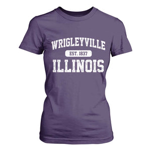 Wrigleyville Illinois T Shirt For Women Vintage Chicago Classic Distressed Baseball Fan Gift TS10 Purple Print Your Wear