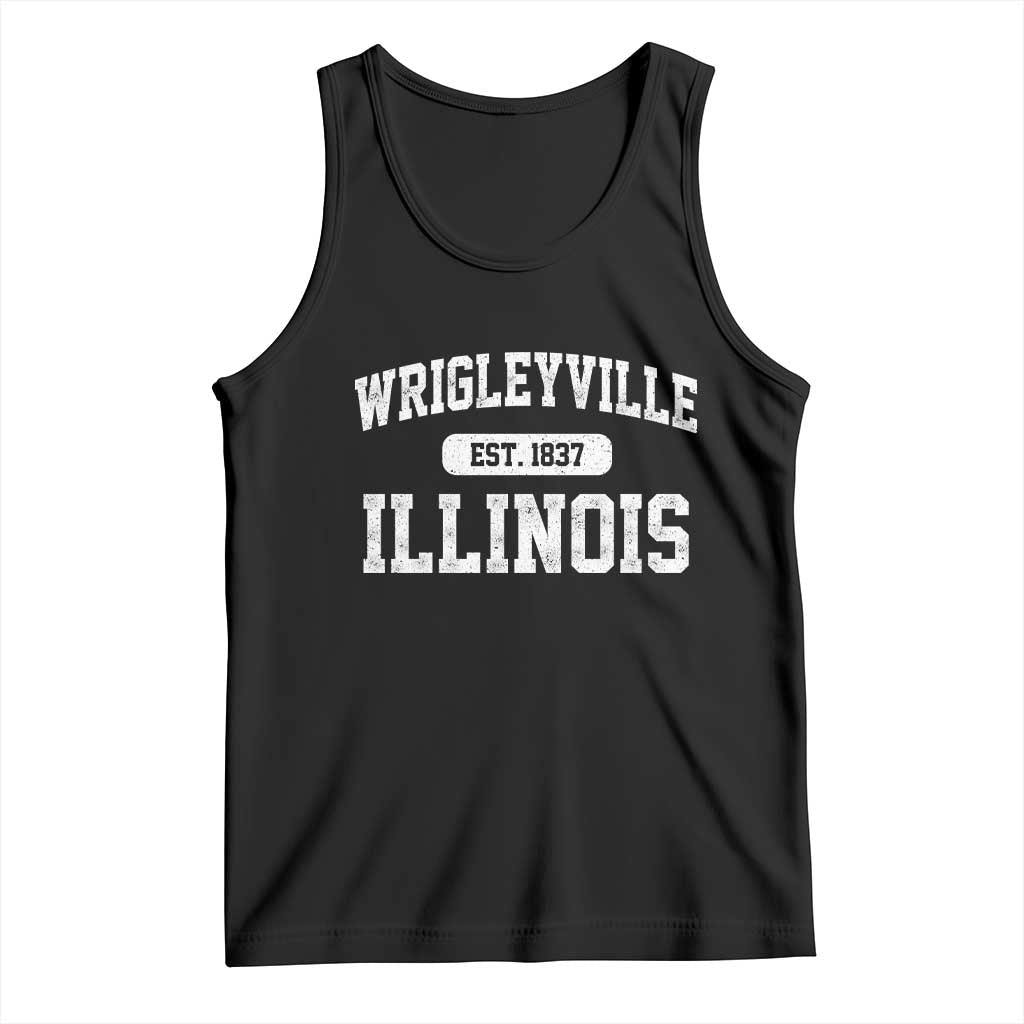 Wrigleyville Illinois Tank Top Vintage Chicago Classic Distressed Baseball Fan Gift TS10 Black Print Your Wear