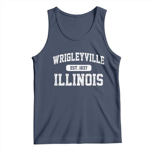 Wrigleyville Illinois Tank Top Vintage Chicago Classic Distressed Baseball Fan Gift TS10 Navy Print Your Wear