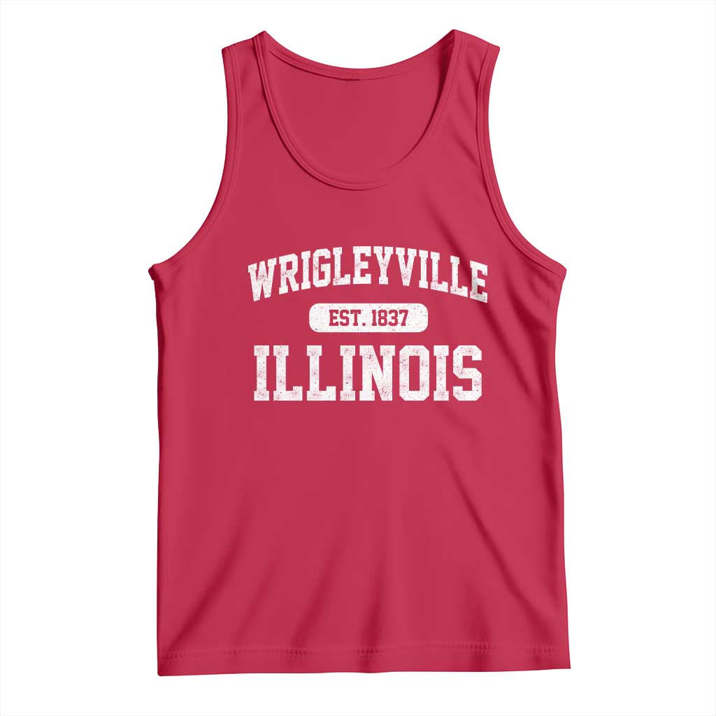 Wrigleyville Illinois Tank Top Vintage Chicago Classic Distressed Baseball Fan Gift TS10 Red Print Your Wear