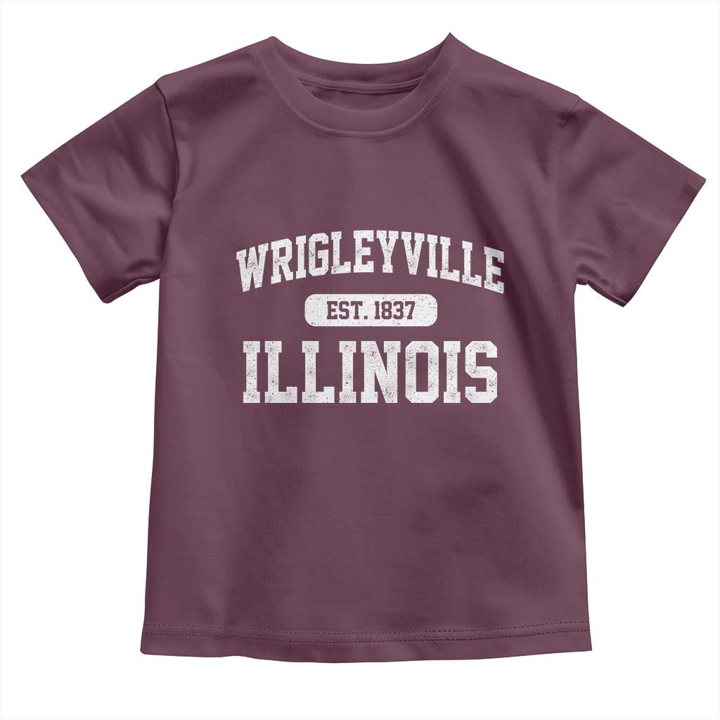 Wrigleyville Illinois Toddler T Shirt Vintage Chicago Classic Distressed Baseball Fan Gift TS10 Maroon Print Your Wear