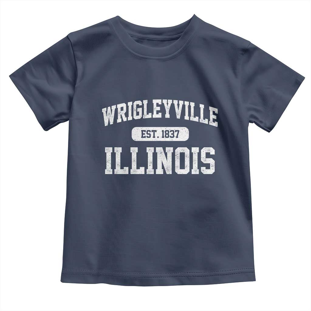 Wrigleyville Illinois Toddler T Shirt Vintage Chicago Classic Distressed Baseball Fan Gift TS10 Navy Print Your Wear
