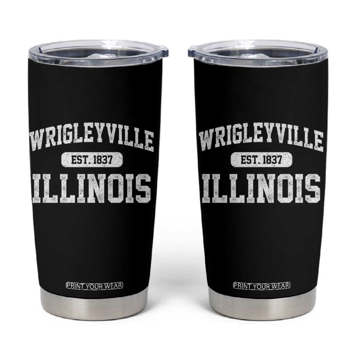 Wrigleyville Illinois Tumbler Cup Vintage Chicago Classic Distressed Baseball Fan Gift TS10 Black Print Your Wear