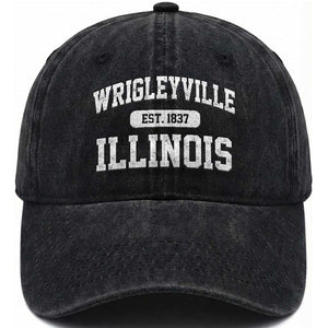 Wrigleyville Illinois Washed Cotton Baseball Cap Vintage Chicago Classic Distressed Baseball Fan Gift TS10 Print Your Wear