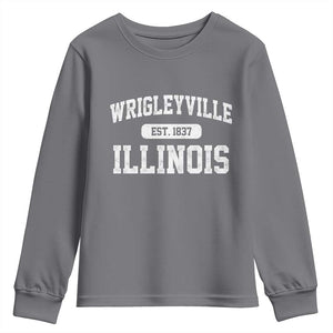 Wrigleyville Illinois Youth Sweatshirt Vintage Chicago Classic Distressed Baseball Fan Gift TS10 Charcoal Print Your Wear
