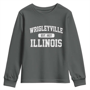 Wrigleyville Illinois Youth Sweatshirt Vintage Chicago Classic Distressed Baseball Fan Gift TS10 Dark Heather Print Your Wear