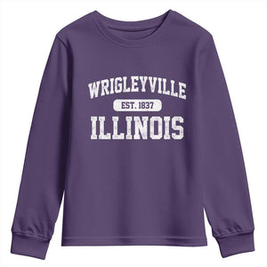 Wrigleyville Illinois Youth Sweatshirt Vintage Chicago Classic Distressed Baseball Fan Gift TS10 Purple Print Your Wear