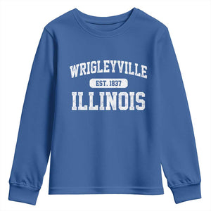 Wrigleyville Illinois Youth Sweatshirt Vintage Chicago Classic Distressed Baseball Fan Gift TS10 Royal Blue Print Your Wear